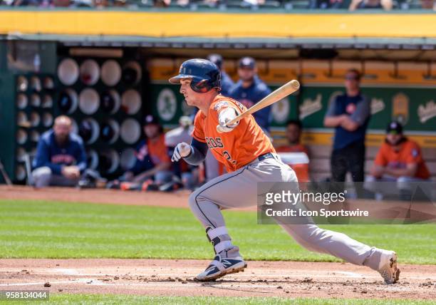 Houston Astros Third base Alex Bregman takes off for first base during the game between the Houston Astros vs Oakland Athletics on Wednesday, May 9,...