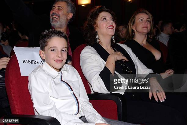 Actress Stefania Sandrellii attends "La Prima Cosa Bella" premiere with little actor Giacomo Bibbiani and actress Isabella Cecchi on January 15, 2010...