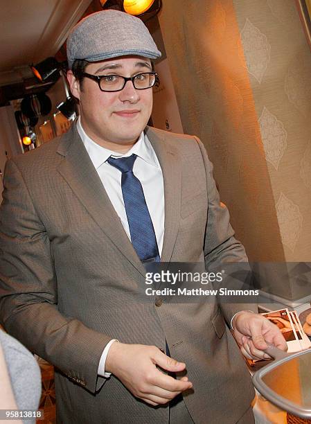 Actor Rich Sommer poses with the Block Headwear display during the HBO Luxury Lounge in honor of the 67th annual Golden Globe Awards held at the Four...