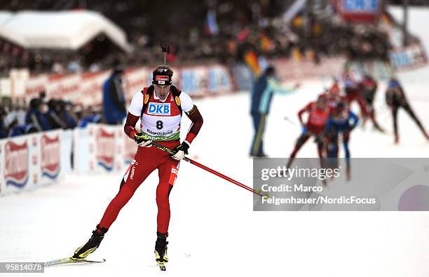 Dominik Landertinger of Austria competes during the men's mass in the e.on Ruhrgas IBU Biathlon World Cup on January 16, 2010 in Ruhpolding, Germany.