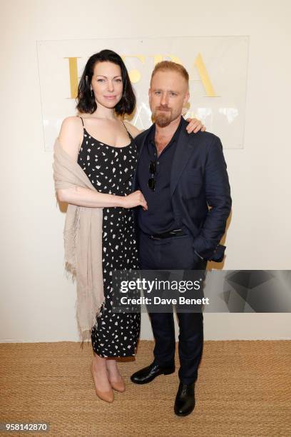 Laura Prepon and Ben Foster attend the Leave No Trace party presented by Perrier-Jouet at Nikki Beach on May 13, 2018 in Cannes, France.