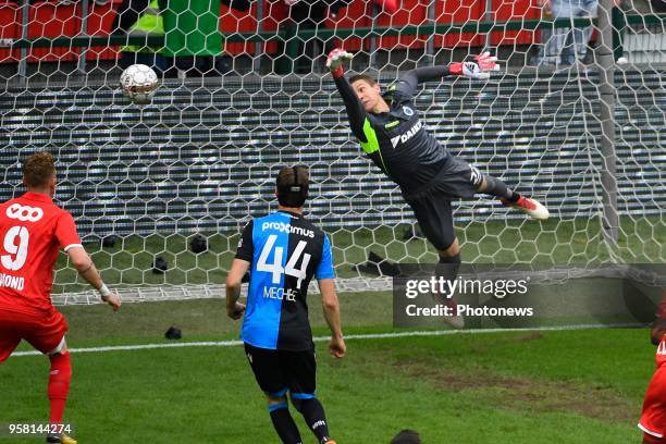 Ethan Horvath goalkeeper of Club Brugge, Konstantinos Laifis defender of Standard Liege scores the opening goal before the Jupiler Pro League...