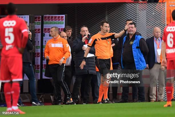 Referee Bram Van Driessche pictured during the Jupiler Pro League Play-Off 1 match between R. Standard de Liege and Club Brugge at the Sclessin...