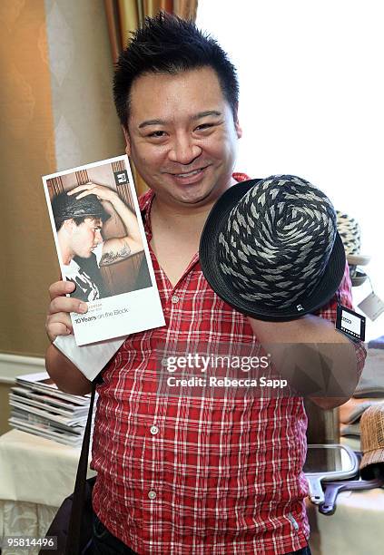 Actor Rex Lee poses with the Block Headwear display during the HBO Luxury Lounge in honor of the 67th annual Golden Globe Awards held at the Four...