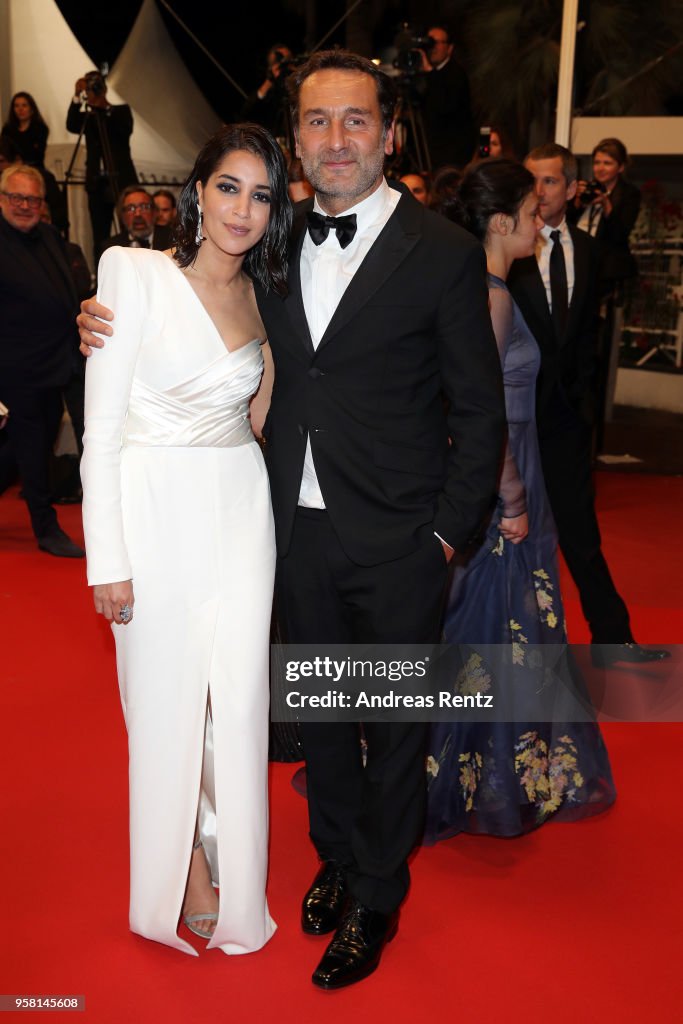 Actress Leila Bekhti and director Gilles Lellouche depart after the
