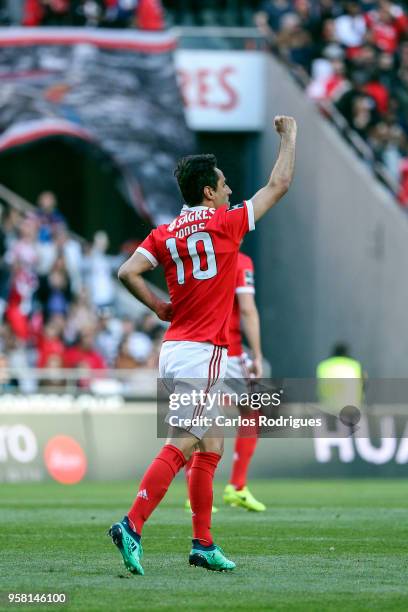 Benfica forward Jonas from Brasil celebrates scoring Benfica goal during the Primeira Liga match between SL Benfica and Moreirense FC at Estadio da...