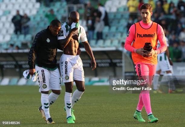 Vitoria Setubal forward Edinho from Portugal emotional reaction after the victory at the end of the Primeira Liga match between Vitoria Setubal and...