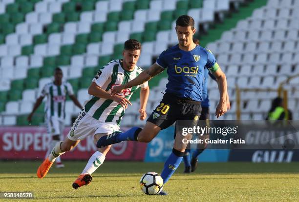 Tondela defender Ricardo Costa from Portugal with Vitoria Setubal forward Andre Pereira from Portugal in action during the Primeira Liga match...