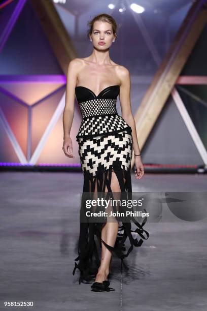 Daphne Groeneveld walks the Runway at Fashion for Relief Cannes 2018 during the 71st annual Cannes Film Festival at Aeroport Cannes Mandelieu on May...