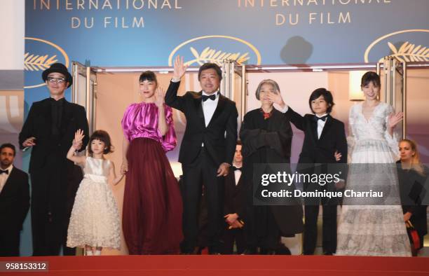 Actor Lily Franky, actress Miyu Sasaki, actress Sakura Andô, director Hirokazu Koreeda, actress Kirin Kiki, actor Jyo Kairi and actress Mayu Matsuoka...