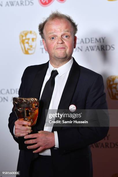 Toby Jones winner of Male Performance In A Comedy Programme for 'Detectorists' poses in the press room during the Virgin TV British Academy...