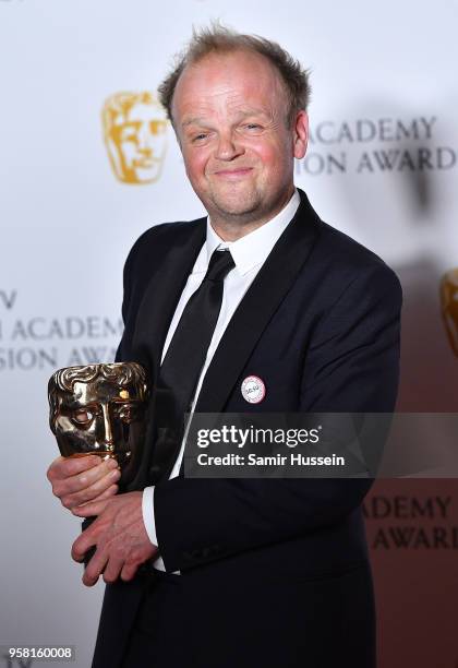 Toby Jones winner of Male Performance In A Comedy Programme for 'Detectorists' poses in the press room during the Virgin TV British Academy...