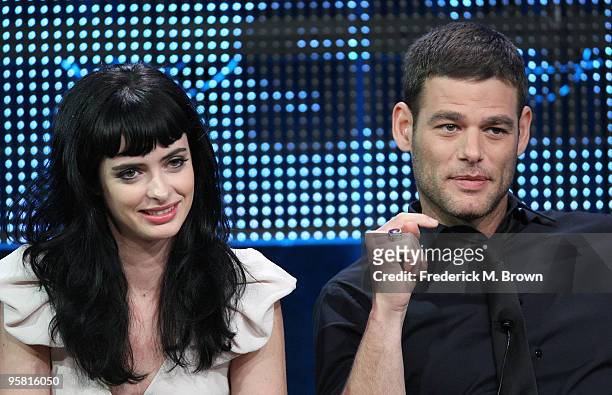 Actress Krysten Ritter and actor Ivan Sergei of the television show "Gravity" speak during the Starz Network portion of The 2010 Winter TCA Press...