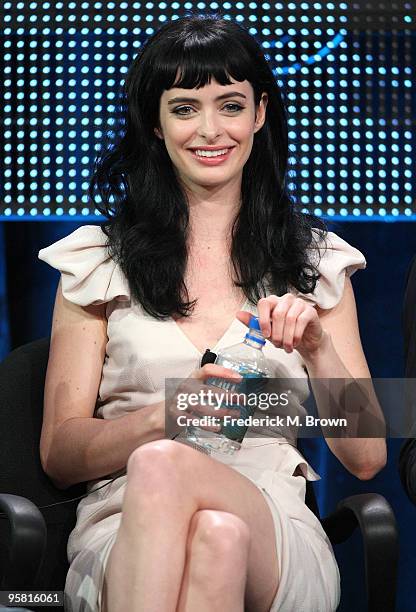 Actress Krysten Ritter of the television show "Gravity" speaks during the Starz Network portion of The 2010 Winter TCA Press Tour at the Langham...