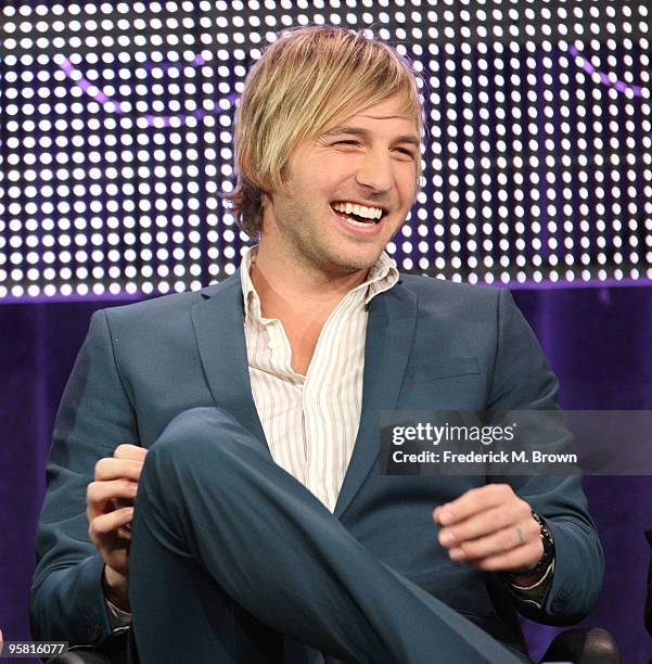 Actor Ryan Hansen of the television show "Party Down" speaks during the Starz Network portion of The 2010 Winter TCA Press Tour at the Langham Hotel...