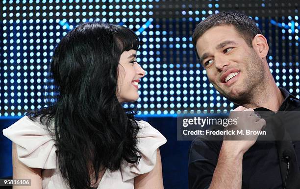 Actress Krysten Ritter and actor Ivan Sergei of the television show "Gravity" speak during the Starz Network portion of The 2010 Winter TCA Press...