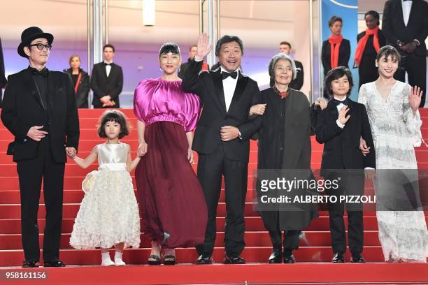 Japanese writer and actor Lily Franky, Japanese actress Miyu Sasaki, Japanese actress Sakura Ando, Japanese director Hirokazu Kore-Eda, Japanese...