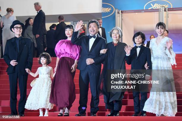 Japanese writer and actor Lily Franky, Japanese actress Miyu Sasaki, Japanese actress Sakura Ando, Japanese director Hirokazu Kore-Eda, Japanese...