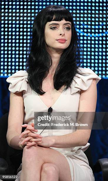 Actress Krysten Ritter of the television show "Gravity" speaks during the Starz Network portion of The 2010 Winter TCA Press Tour at the Langham...