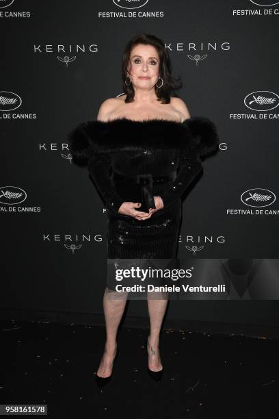 Catherine Deneuve attends the Women in Motion Awards Dinner, presented by Kering and the 71th Cannes Film Festival, at Place de la Castre on May 13,...