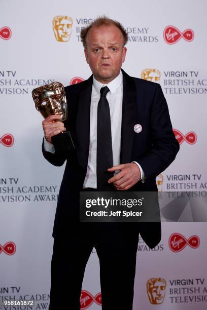 Toby Jones winner of Male Performance In A Comedy Programme for 'Detectorists' poses in the winners room at the Virgin TV British Academy Television...
