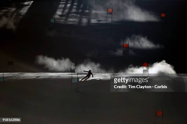 T"nFederica Brignone of Italy in action on the first run during the Alpine Skiing - Ladies' Giant Slalom competition at Yongpyong Alpine Centre on...