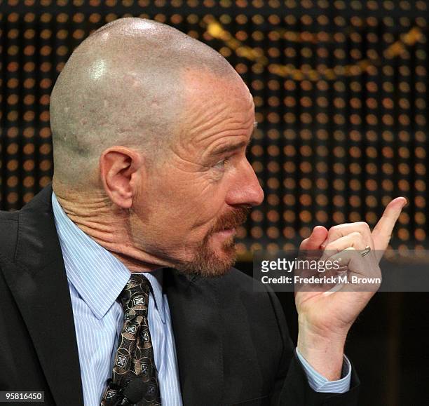 Actor Bryan Cranston of the television show "Breaking Bad" speaks during the AMC portion of The 2010 Winter TCA Press Tour at the Langham Hotel on...