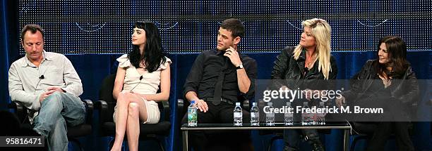 The panel of the television show "Gravity" speak during the Starz Network portion of The 2010 Winter TCA Press Tour at the Langham Hotel on January...