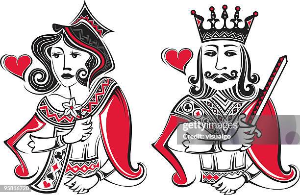 illustrazioni stock, clip art, cartoni animati e icone di tendenza di poker card e gueen con letto king size - regina