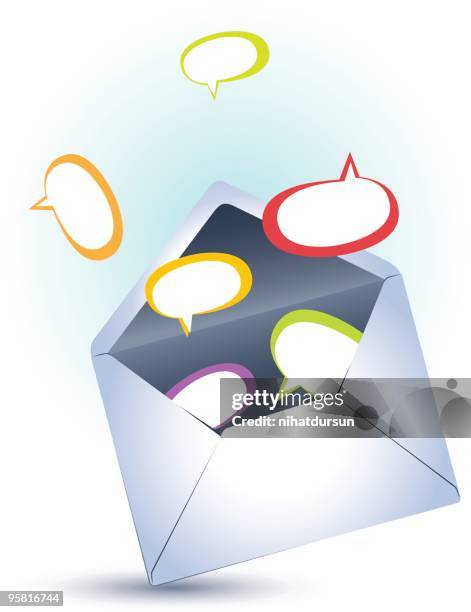 stockillustraties, clipart, cartoons en iconen met open envelope with speech bubbles - nihatdursun