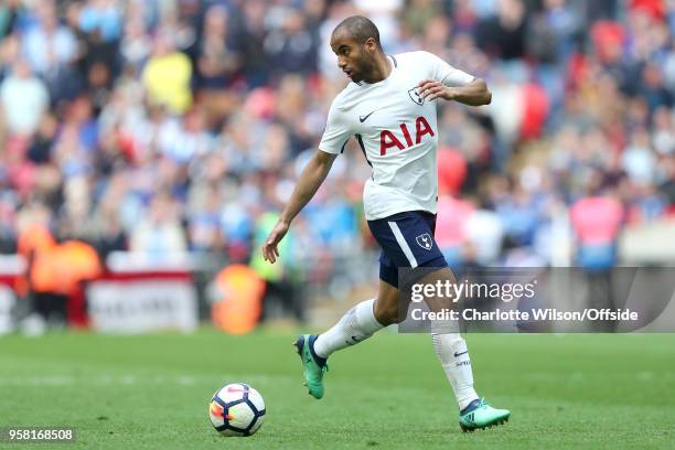 Lucas Moura of Tottenham during the Premier League match between Tottenham Hotspur and Leicester City at Wembley Stadium on May 13, 2018 in London,...