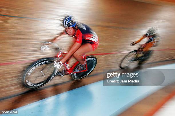 Aline Tamez competes for the national cycling championship Copa Federacion at the National Center for High Performance on January 16, 2010 in Mexico...