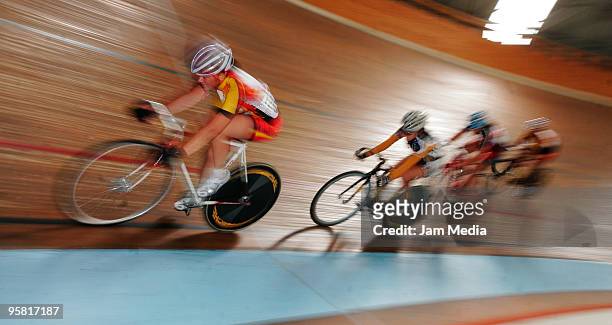 Valeria Padilla competes for the national cycling championship Copa Federacion at the National Center for High Performance on January 16, 2010 in...
