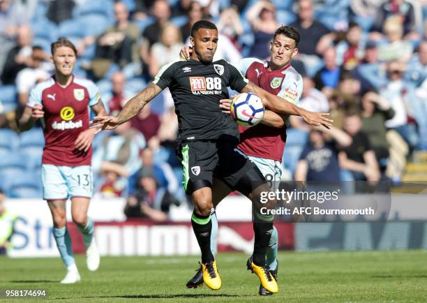 Callum Wilson of Bournemouth and Jermain Defoe of Bournemouth during the Premier League match between Burnley and AFC Bournemouth at Turf Moor on May...