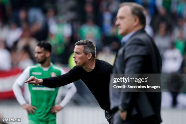 Coach Gerard de Nooijer of FC Dordrecht, coach Dick Advocaat of Sparta Rotterdam during the Dutch Eredivisie match between Sparta v FC Dordrecht at...