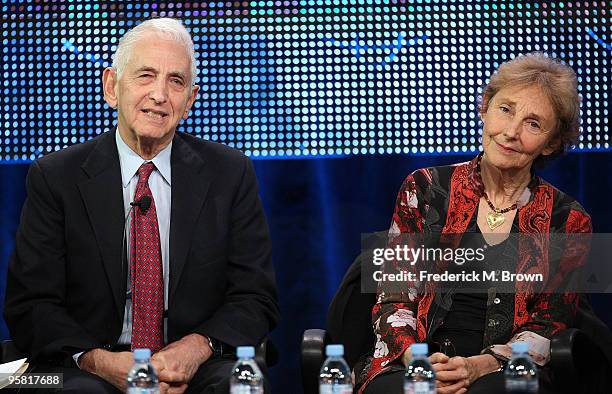 Daniel Ellsberg and Patricia Marx Ellsberg of the film "The Most Dangerous Man in America: Daniel Ellsberg and the Pentagon Papers" speak during the...