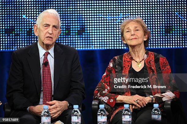 Daniel Ellsberg and Patricia Marx Ellsberg of the film "The Most Dangerous Man in America: Daniel Ellsberg and the Pentagon Papers" speak during the...