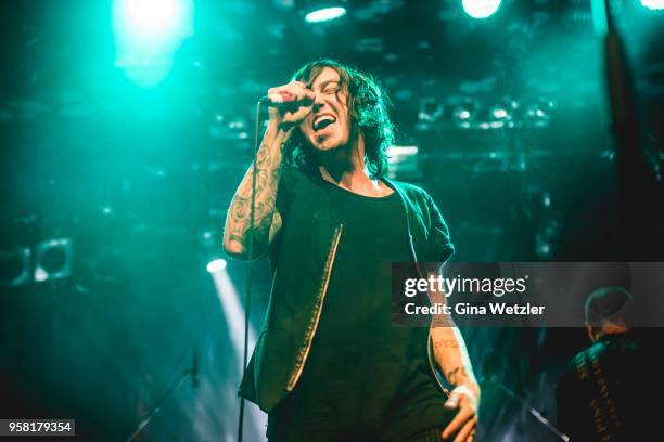 American singer Kellin Quinn of Sleeping With Sirens performs live on stage during a concert at the Columbia Theater on May 13, 2018 in Berlin,...