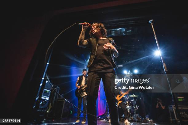 American singer Kellin Quinn of Sleeping With Sirens performs live on stage during a concert at the Columbia Theater on May 13, 2018 in Berlin,...