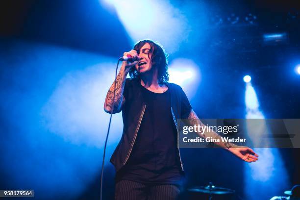 American singer Kellin Quinn of Sleeping With Sirens performs live on stage during a concert at the Columbia Theater on May 13, 2018 in Berlin,...