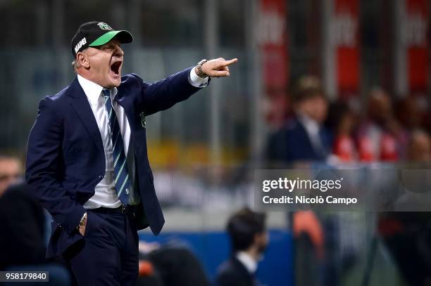 Giuseppe Iachini, head coach of US Sassuolo, gestures during the Serie A football match between FC Internazionale and US Sassuolo. US Sassuolo won...