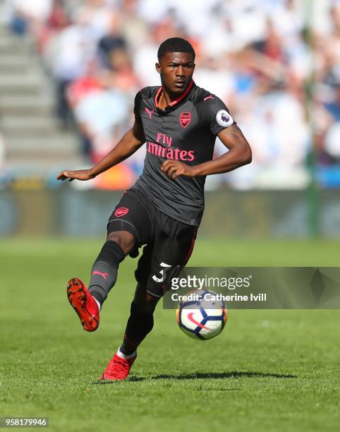 Ainsley Maitland-Niles of Arsenal during the Premier League match between Huddersfield Town and Arsenal at John Smith's Stadium on May 13, 2018 in...