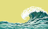 Sea wave, realistic vector illustration.