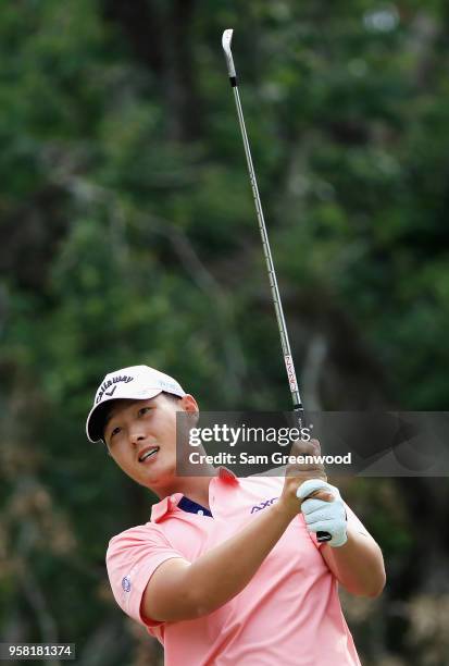 Danny Lee of New Zealand plays his shot from the eighth tee during the final round of THE PLAYERS Championship on the Stadium Course at TPC Sawgrass...