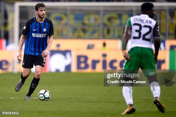 Andrea Ranocchia of FC Internazionale in action during the Serie A football match between FC Internazionale and US Sassuolo. US Sassuolo won 2-1 over...