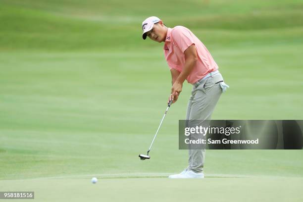 Danny Lee of New Zealand putts on the first green during the final round of THE PLAYERS Championship on the Stadium Course at TPC Sawgrass on May 13,...