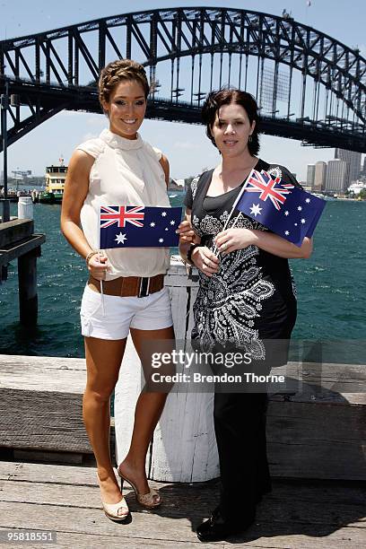 Model Erin McNaught and "Living Australian" online photographic competition winner Kerryn Leworthy attend the Australia Day Council of New South...