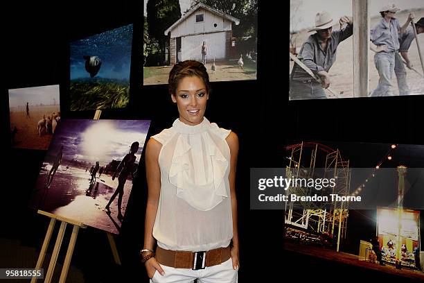 Model Erin McNaught attends the Australia Day Council of New South Wales' official launch of Australia Day 2010 at Luna Park on January 17, 2010 in...