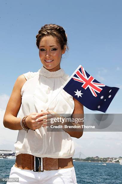 Model Erin McNaught attends the Australia Day Council of New South Wales' official launch of Australia Day 2010 at Luna Park on January 17, 2010 in...