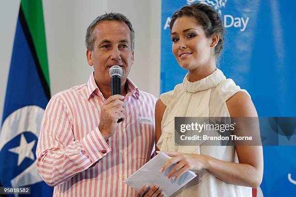 Glenn Wheeler and Erin McNaught addresses the audience at the Australia Day Council of New South Wales' official launch of Australia Day 2010 at Luna...